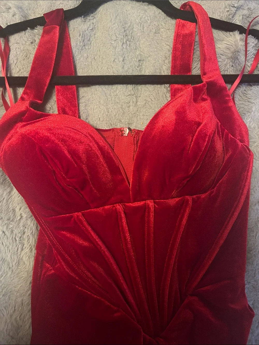 Windsor Red Velvet Maxi Dress with Draped Waist